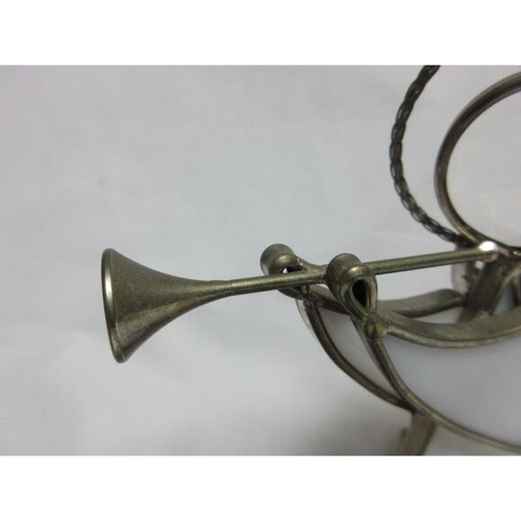 Vintage Stained Glass Two-tone 5" Angel Suncatcher W/ Trumpet White/Red - Picture 4 of 5